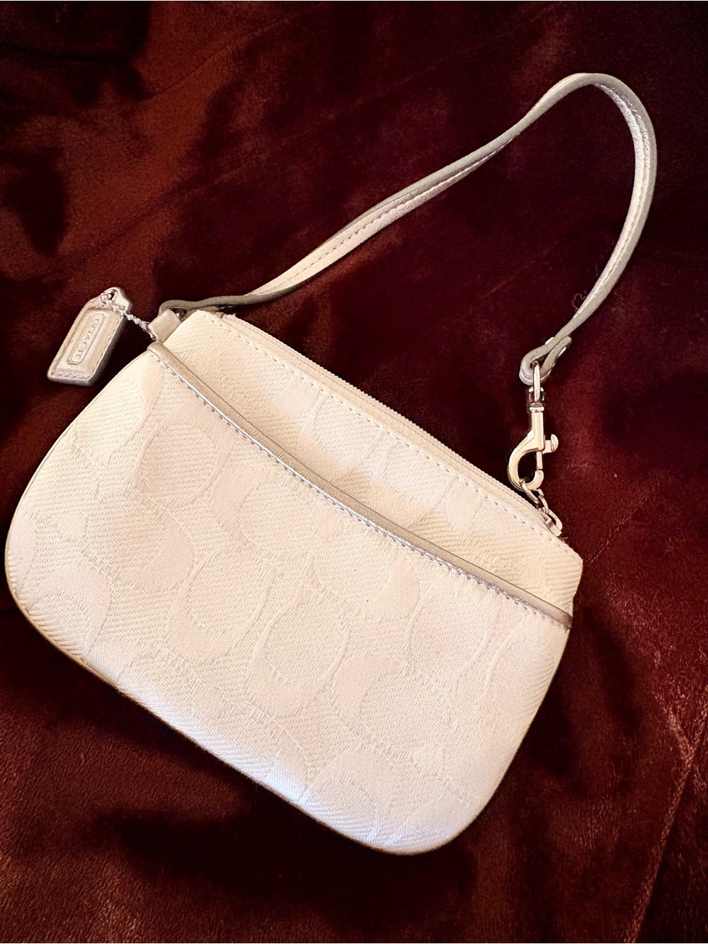Vintage Y2K Coach Optic Signature Fabric Top-Handle Wristlet / Mini Pochette